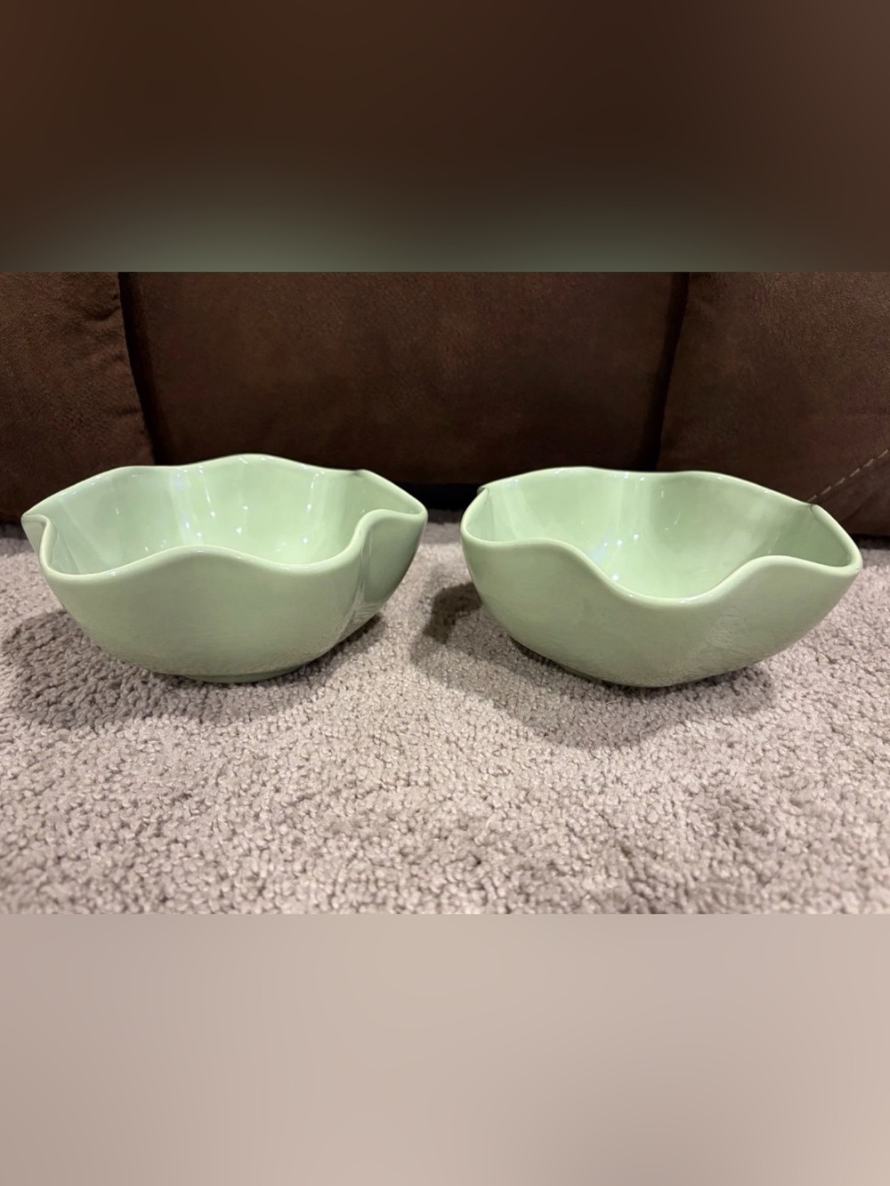 Gail Pittman Hospitality Collection Sage Green Ruffle Bowls Set Of 2